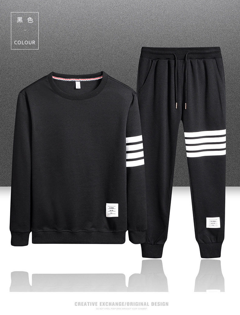 夏季潮牌tb套装男女短袖t恤短裤情侣装四条杠休闲运动潮流两件套