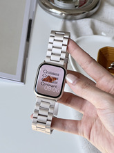 适用iwatch表带星光色不锈钢苹果手表applewatch44mm5代6创意s7