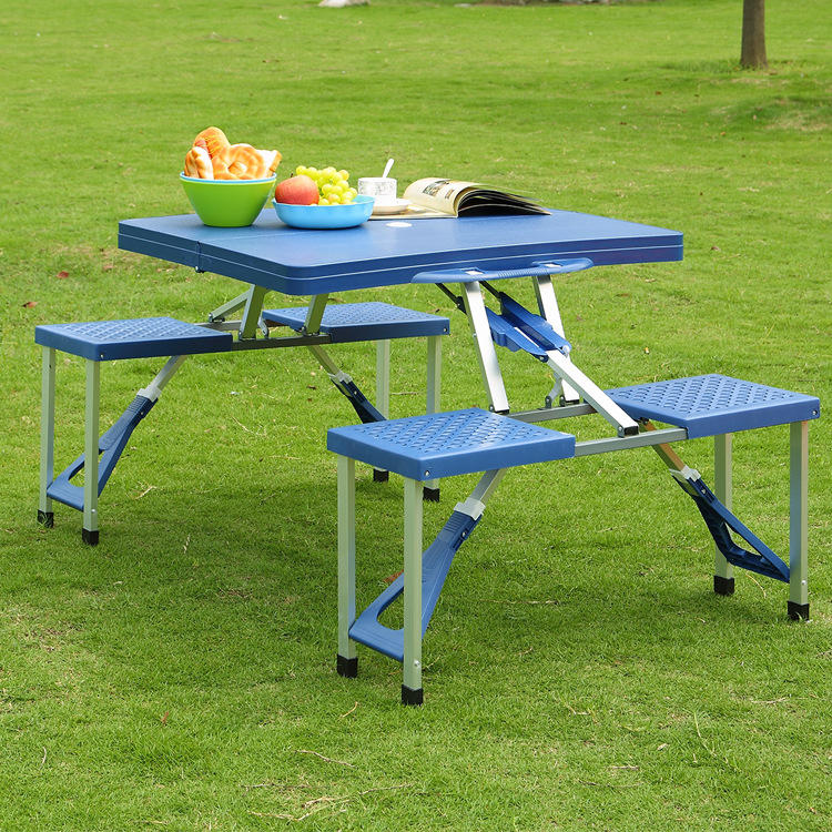 户外铝合金连体折叠桌椅野营便携式折叠桌子夜市专用展业桌烧烤桌