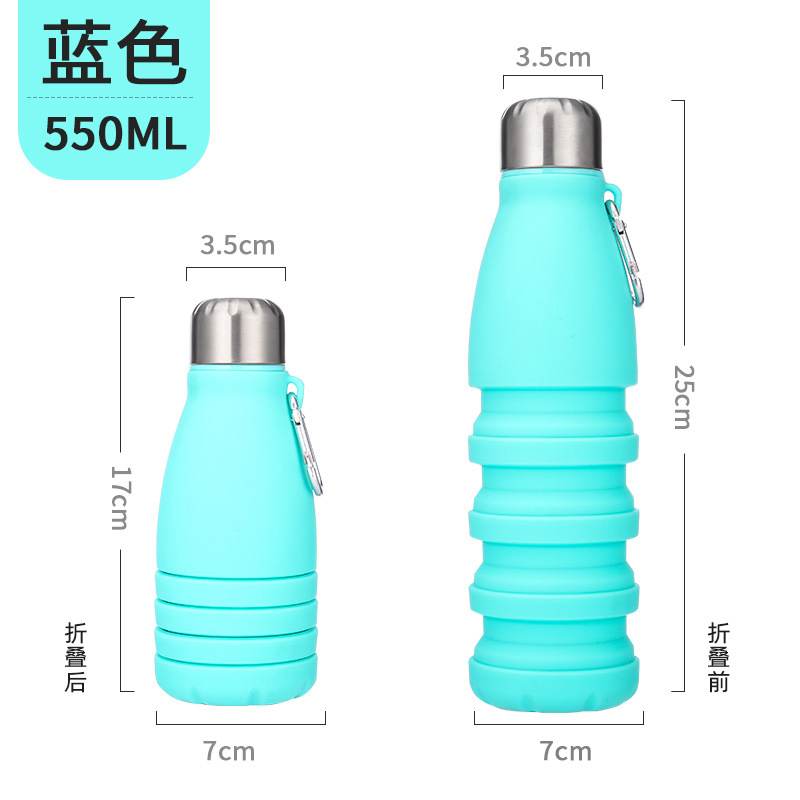 New Platinum Level Silicone Retractable Coke Bottle Exclusive for Cross-Border Outdoor Sports Folding Kettle 550ml Water Cup