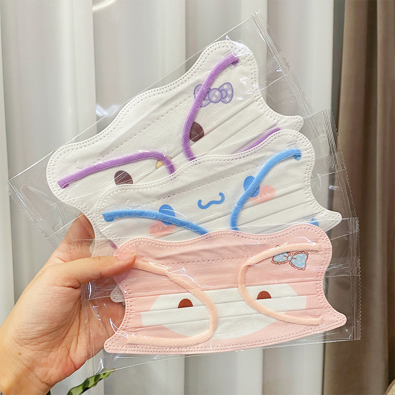 成人卡通可爱异形口罩玉桂狗护眼角蝶形显脸小独立包装一次性口罩