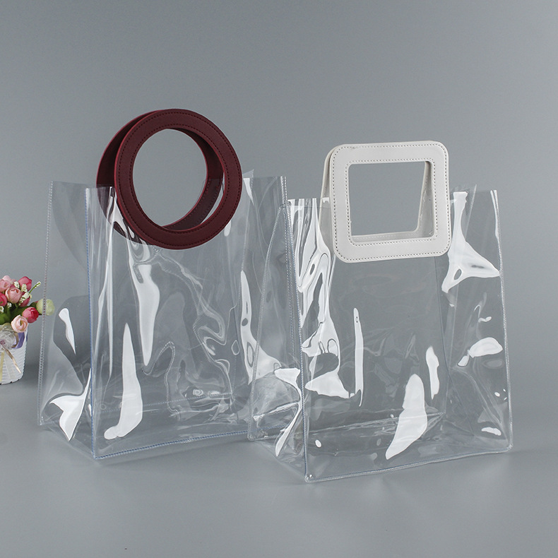 现货pet透明袋结婚喜糖袋pvc伴手礼袋粽子礼品袋圆柄方柄袋子