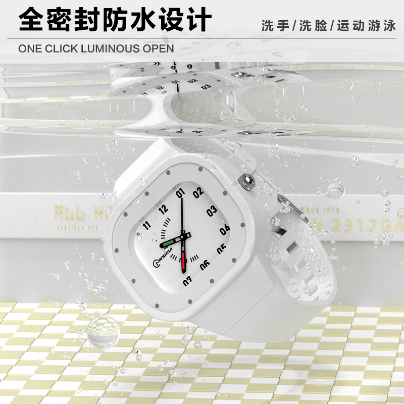 New Square Student Color Pointer Watch Small High-Looking Waterproof Men's and Women's One-Piece Delivery Spot Wholesale