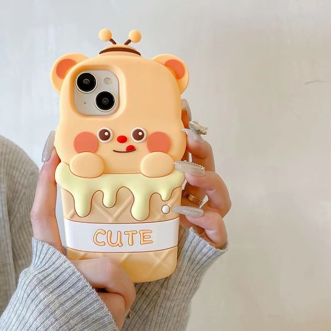 冰淇淋蜜蜂黄油小熊iphone15苹果12适用13/14pro max手机壳防摔11