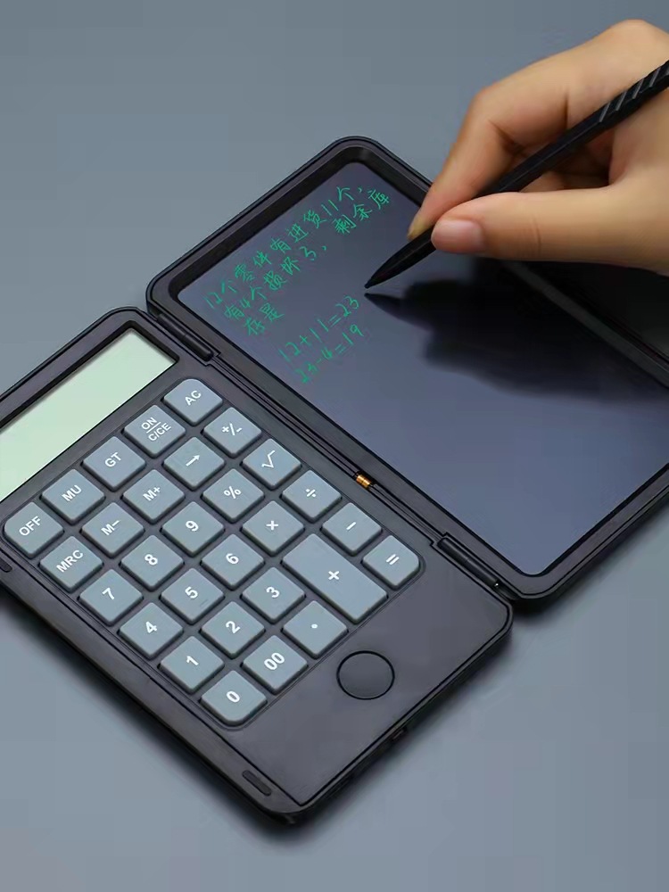 Multifunctional Charging Calculator for Accounting Portable Mini Handwriting Board 12-Digit Display Flip Calculator Gift