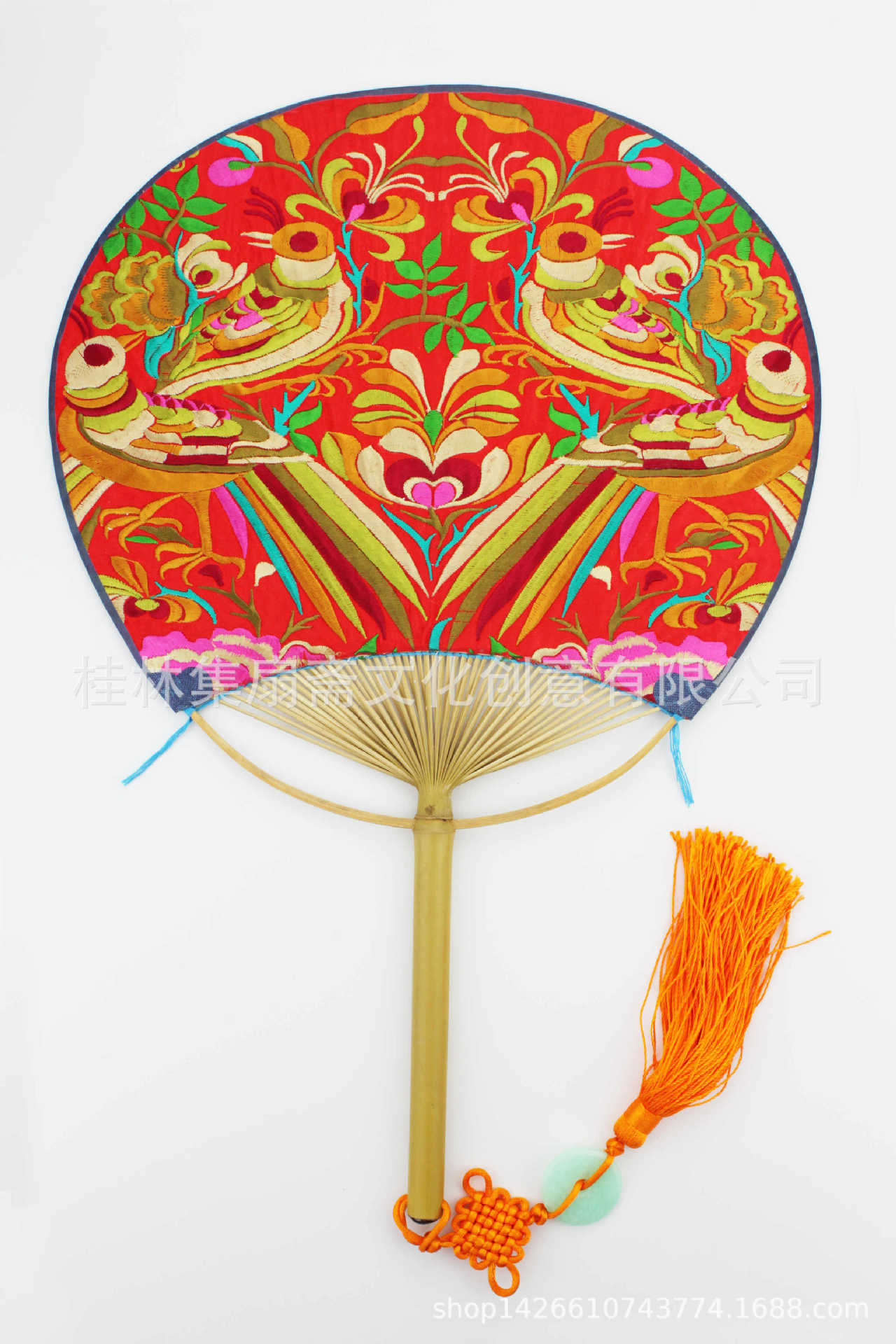 苗绣团扇刺绣团扇批发舞蹈宫扇中国风配饰旗袍汉服中长柄半年扇子
