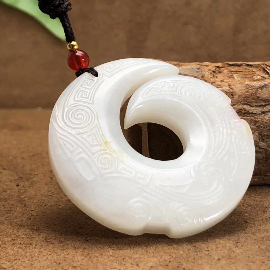 新疆天然和田玉籽料一级白时来运转玉牌配饰礼品带证书一件代发sg