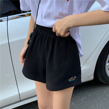 韩版设计感小众黑色运动阔腿短裤女夏季高腰宽松休闲显瘦百搭裤子