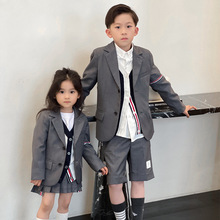 2024春夏新款韩版中小童男女洋气正装外套班服表演童装西装HQ3504