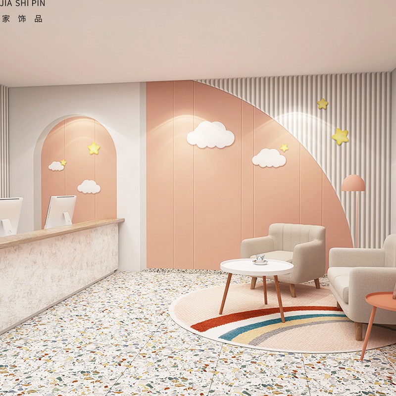 3d潮牌卡通童装店墙纸儿童卧室母婴店游泳馆时尚直播拍照背景壁纸