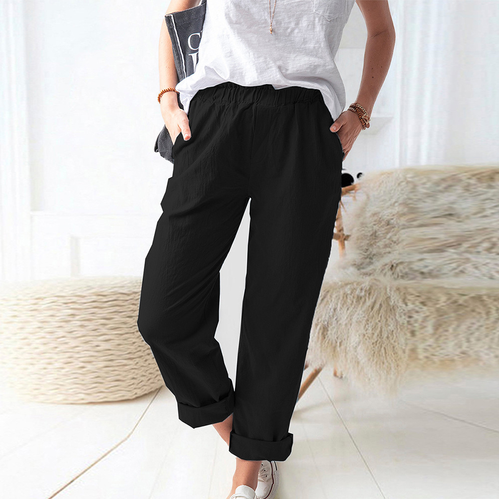 European and American Women's Clothing Summer New Pants European and American Leisure Trousers Fashion Solid Color Pocket Trousers in Stock