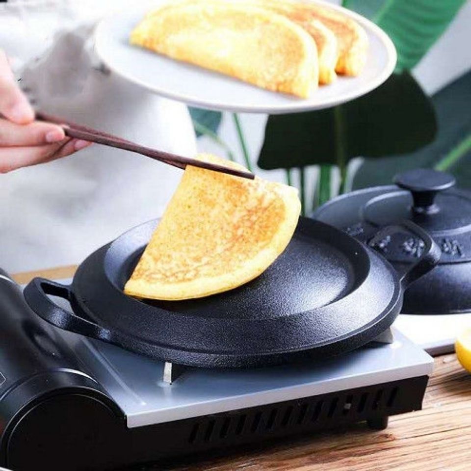 铸铁摊黄儿锅老式鏊子饼折锅耨耨烙糕烙饼锅加厚煎饼锅无涂层不粘