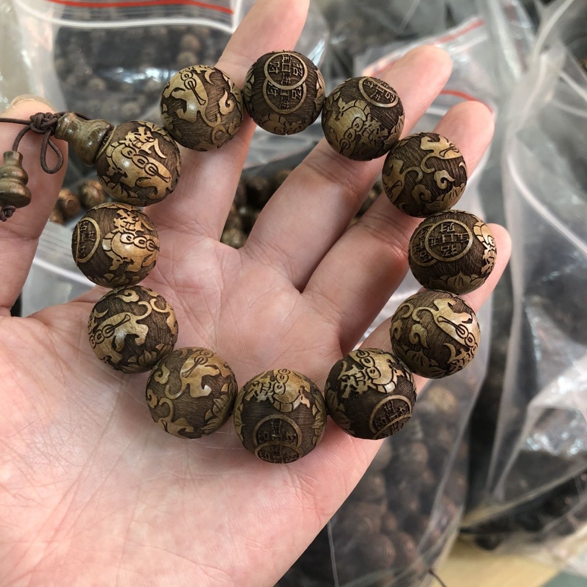 精品阴沉木乌木金丝楠木作精雕刻招财貔貅20mm男士款手串佛珠手链