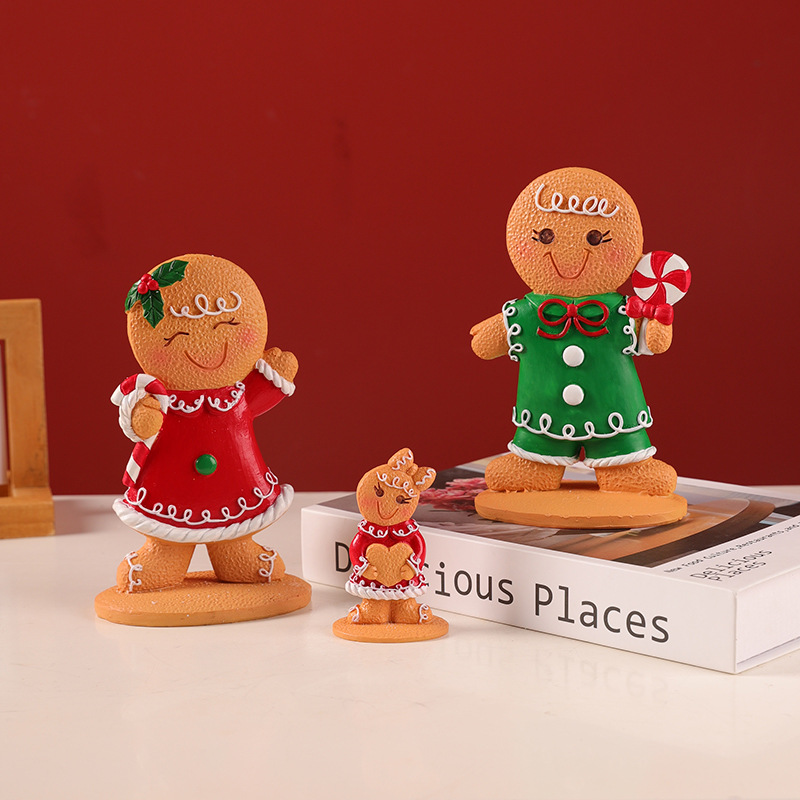 christmas cartoon gingerbread man decoration christmas show window decoration resin decorations children‘s holiday gift resin crafts