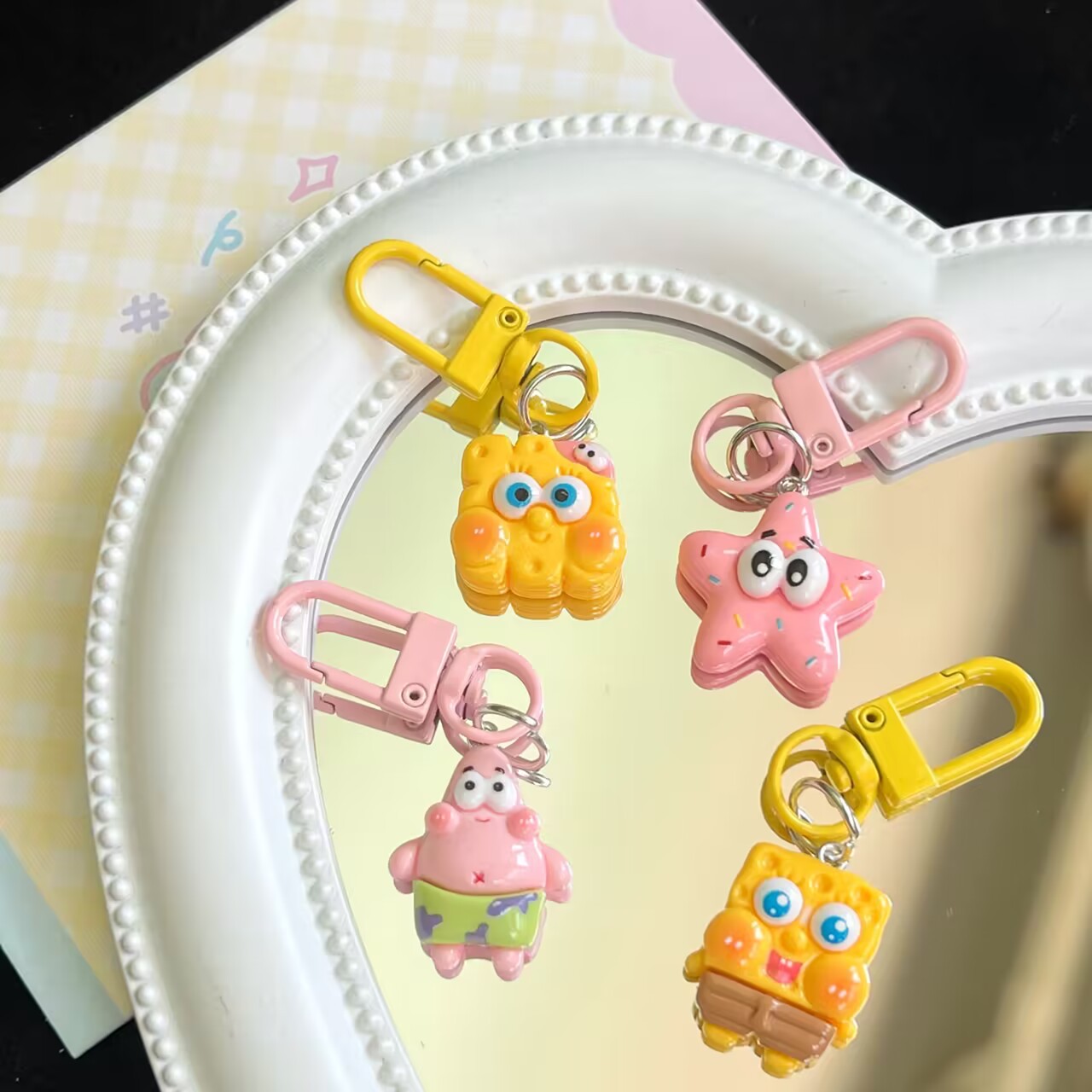 New% Sponge Baby Star Keychain Cute Cartoon Pendant Girl's Schoolbag Accessories Gift Girlfriends