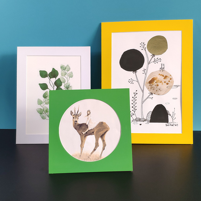 8开儿童画框挂墙b5 a4奖状框纸框装饰4k立体相框卡纸装裱干花纸雕