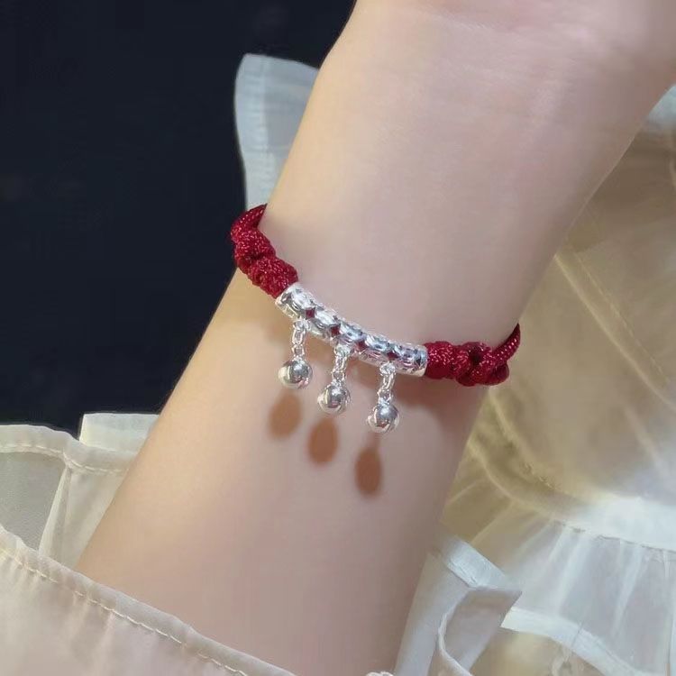 苗族一步一响铃铛显白手链小众民族风女夏红绳手串礼物带铃铛闺蜜