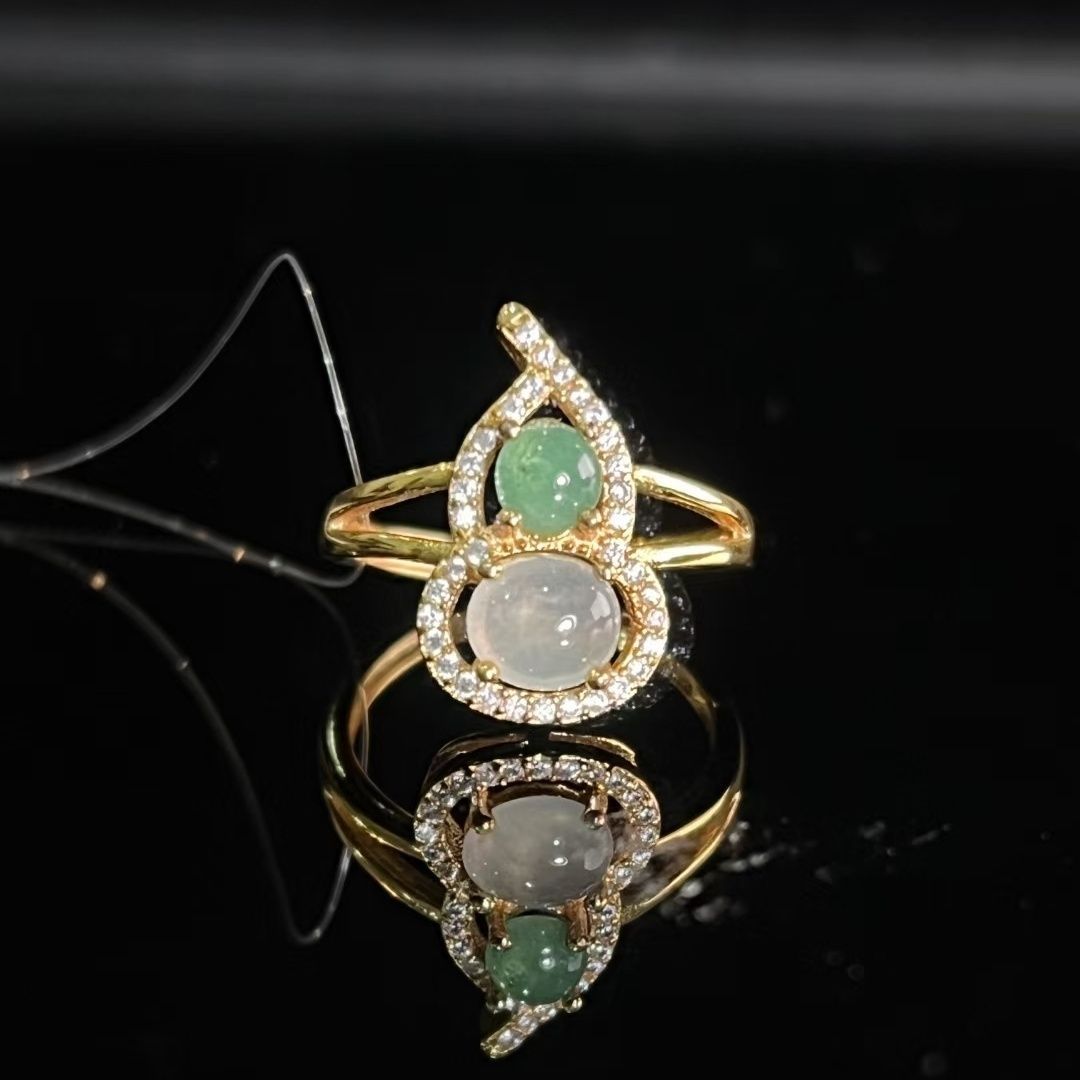 a货葫芦双色翡翠戒指带证书翡翠戒指-阿里巴巴