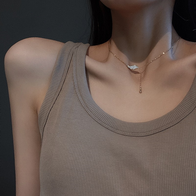 贝壳翅膀项链女时尚小众设计感网红直播同款女轻奢流苏ins锁骨链