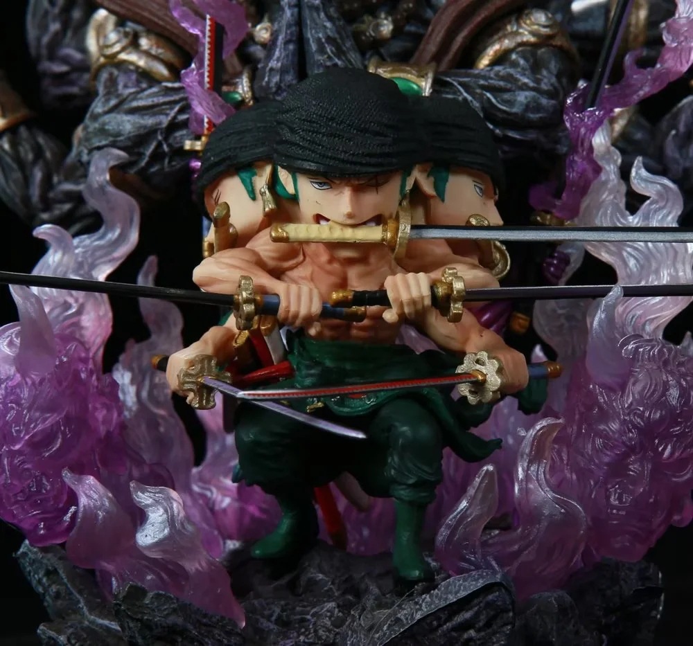 海贼 阿修罗 索隆 九刀流鬼气 可发光 q版 雕像场景盒装手办批发