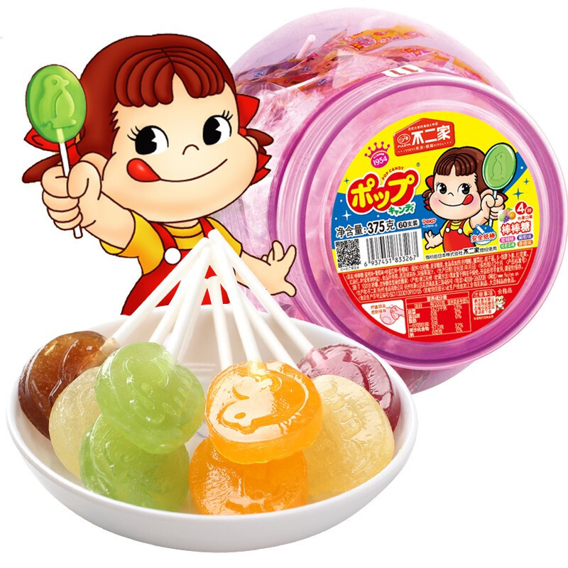 不二家棒棒糖水果味125克袋装可乐柠檬葡萄果味儿童喜糖果零食品