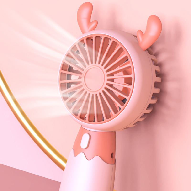 2023 New Rabbit Deer Cattle Mouse Small Handheld Fan USB Rechargeable Student Classroom Portable Electric Fan Community Group Purchase