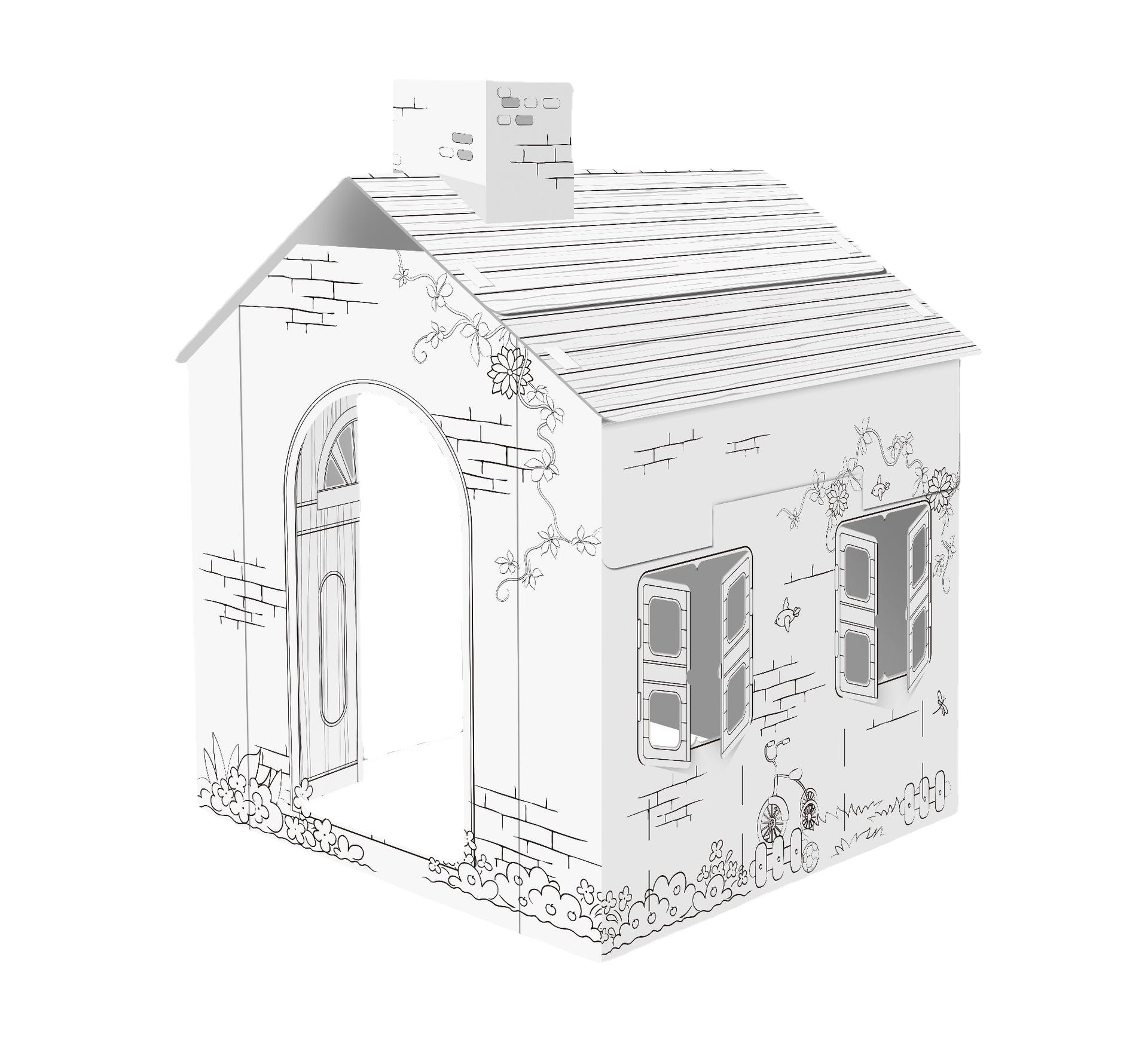 diy绘画玩具手绘涂鸦拼装立体纸质彩绘玩具创意趣味玩具diy纸房子