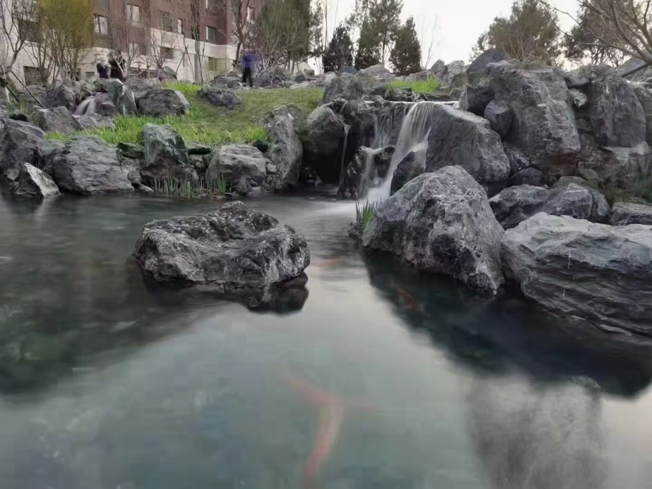 水系景观黑山石假山流水 黑色景石厂家发货 全国上门施工 包邮