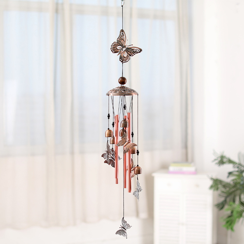 European and American Retro Metal Butterfly Turtle Horse Iron Wind Chimes Home Courtyard Copper Outdoor Skirt Hanging Decoration Owl Animal