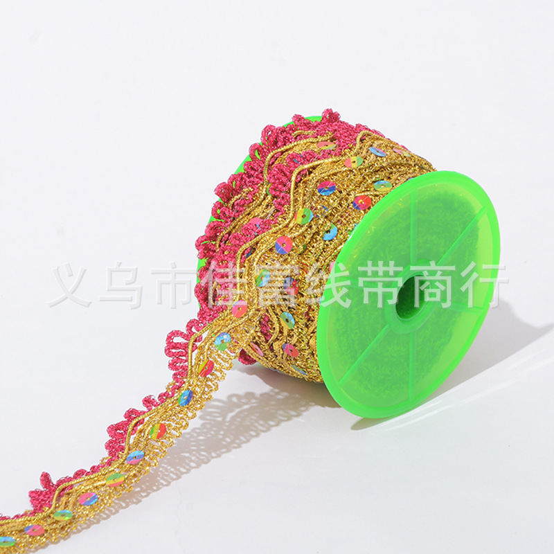 Caoxian County in Shandong Province Hot-Selling Gold and Silver Silk Triangle Lace/Big Three Flowers/Seven-Color Sequins Stage Clothing and Other Accessories