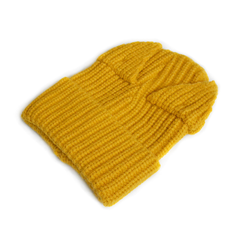 Chengwen New Simple Knitted Hat Boys and Girls Cute Pointed Cap with Ears Fashion Personality Solid Color Children Woolen Cap