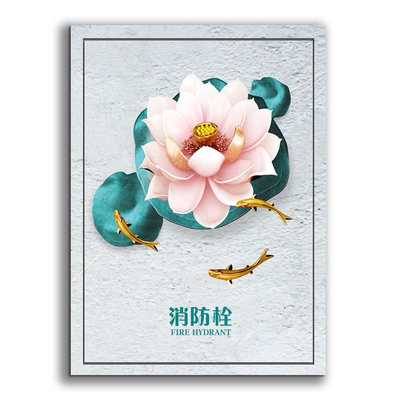 创意消火栓贴纸电表箱贴画美化自粘防水消防栓装饰遮挡北欧风景画