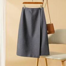 8预售早春知性优雅 一片式设计 斜纹复合料A字中长半裙