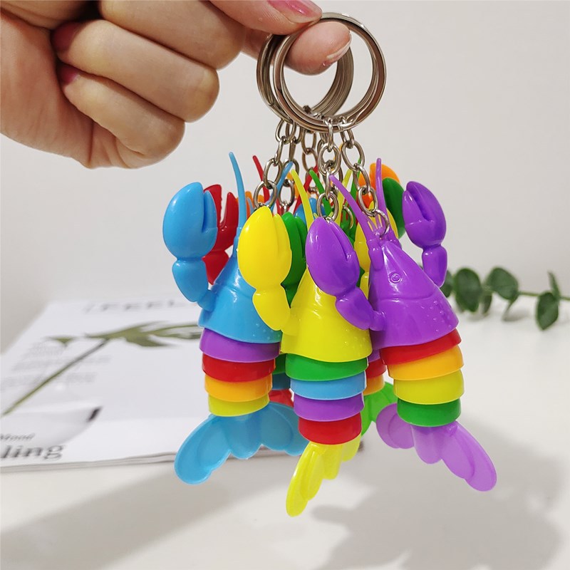 Tiktok Small Lobster Caterpillar Keychain Pendant Children's Educational Decompression Toy Amazon Stall