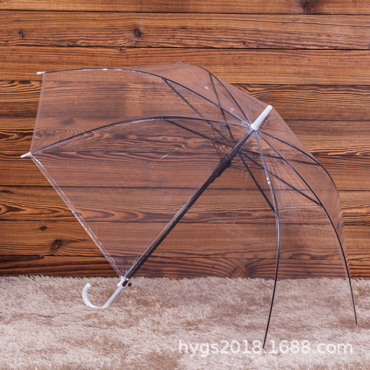 Creative Automatic Straight Rod Long Handle Transparent Umbrella under 5 Yuan Gift Umbrella Logo Transparent Umbrella