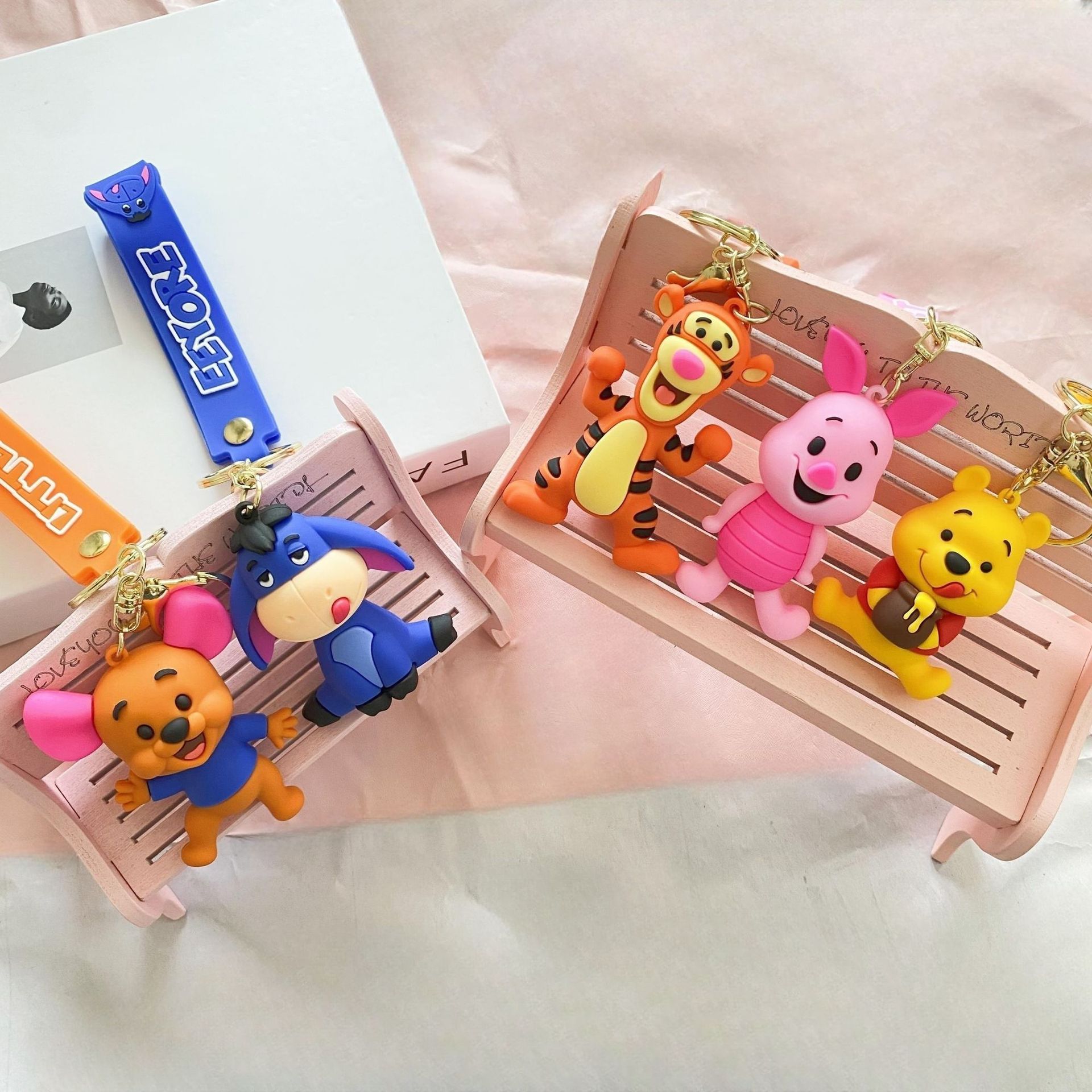 New Cartoon Pooh Bear Keychain Tigger Toy Bag Package Pendant Car Key Chain Crane Machine Small Gift