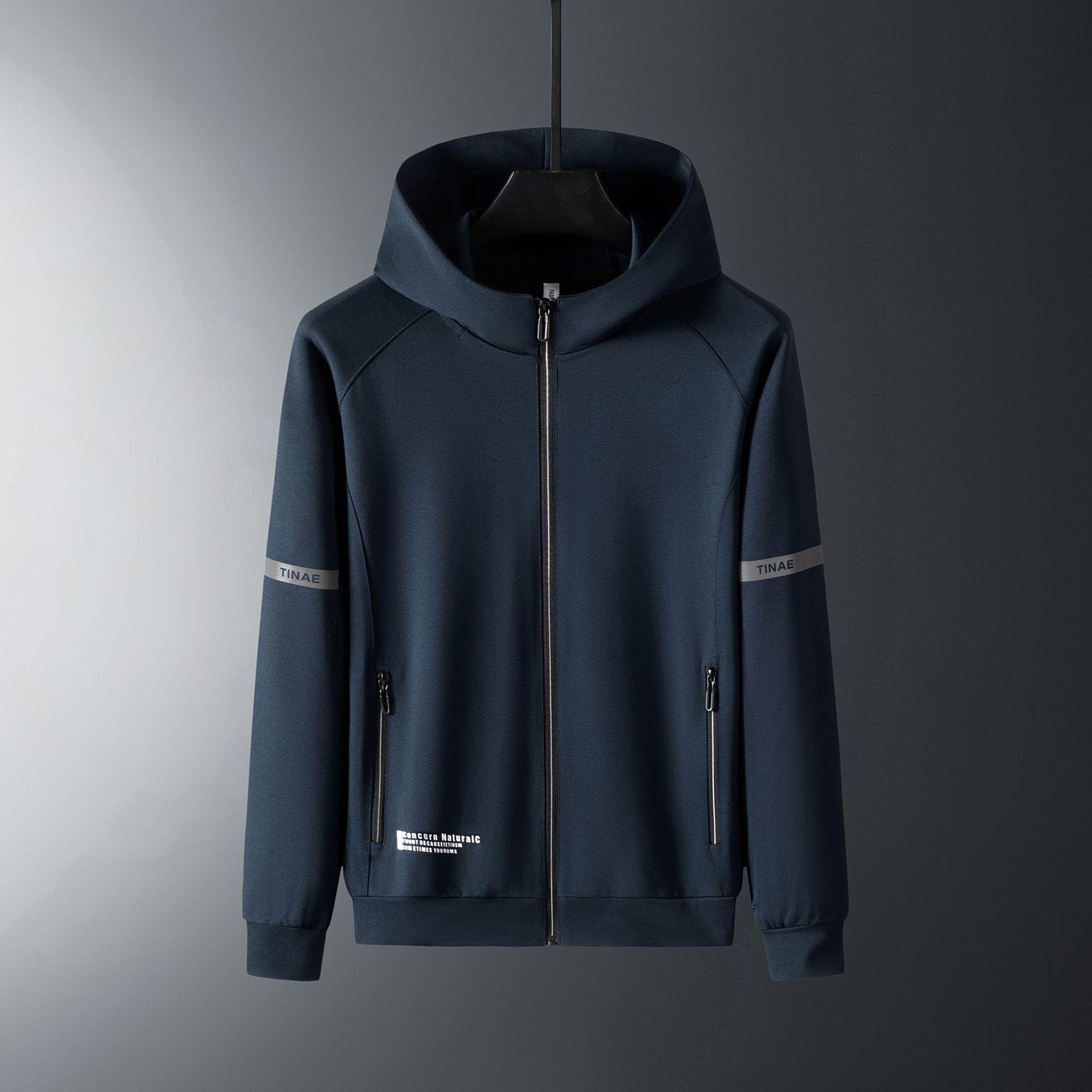 春秋季运动连帽卫衣男士外套胖子中青年大码男装韩版帅气开衫上衣