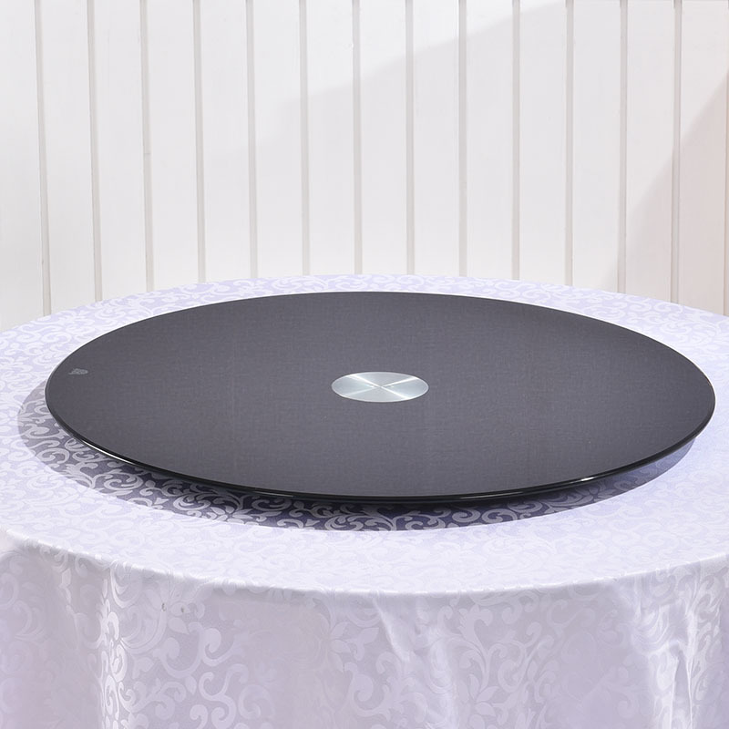 餐桌转盘钢化玻璃家用黑色烤漆转台饭店大圆台面圆桌桌面手动转桌