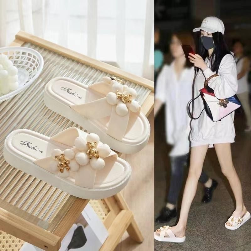 2023 New Bear Platform Sandals for Women Summer Wear Stylish Beach Soft Internet Hot Slippers Women