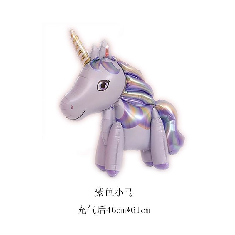 Children's Cartoon 3D Assembled Pony Aluminum Film Decorative Balloon Baby Unicorn Birthday Party Gathering Background Layout