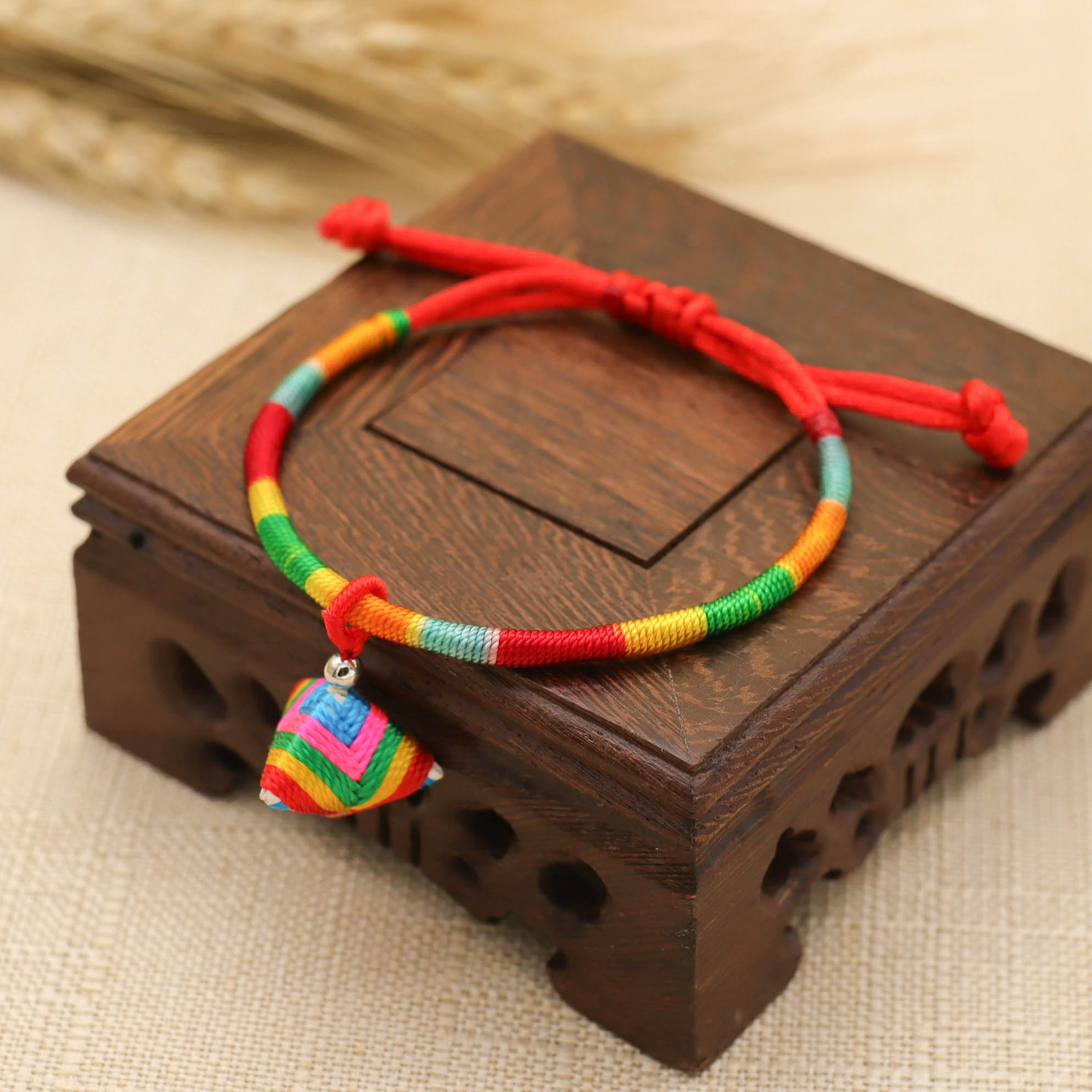 民族风端午节五彩绳手链五色绕线手工编织儿童婴儿小粽子手绳手饰