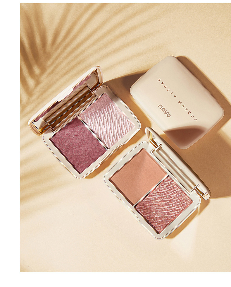 novo双色修容盘粉饼脸部透亮立体阴影高光腮红鼻影学生款一件代发