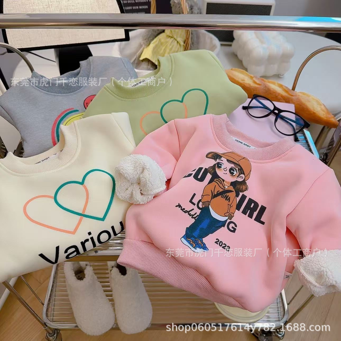 女童加绒卫衣秋冬装2025年新款儿童长袖打底衫女孩保暖一体绒上衣