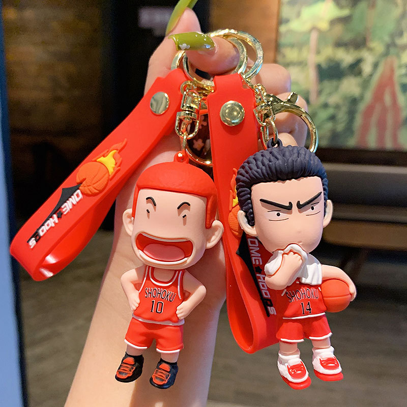 trendy cool slam dunk boys car key ring schoolbag pendant cartoon basketball teenager doll small gift wholesale