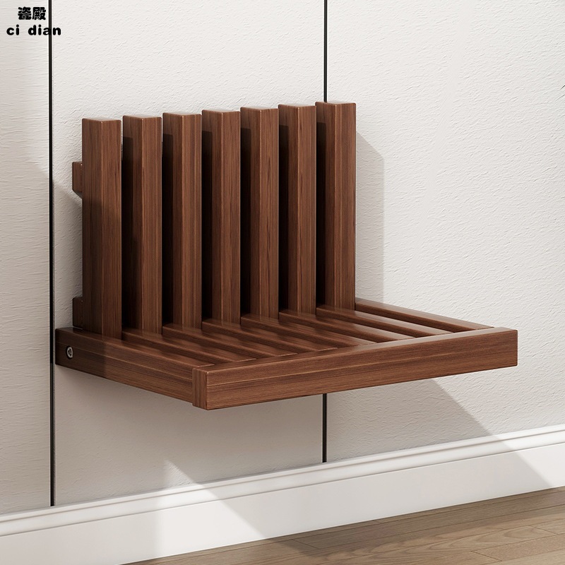 折叠换鞋凳壁挂式穿鞋凳入户门口墙壁家用玄关隐形实木挂墙折叠椅