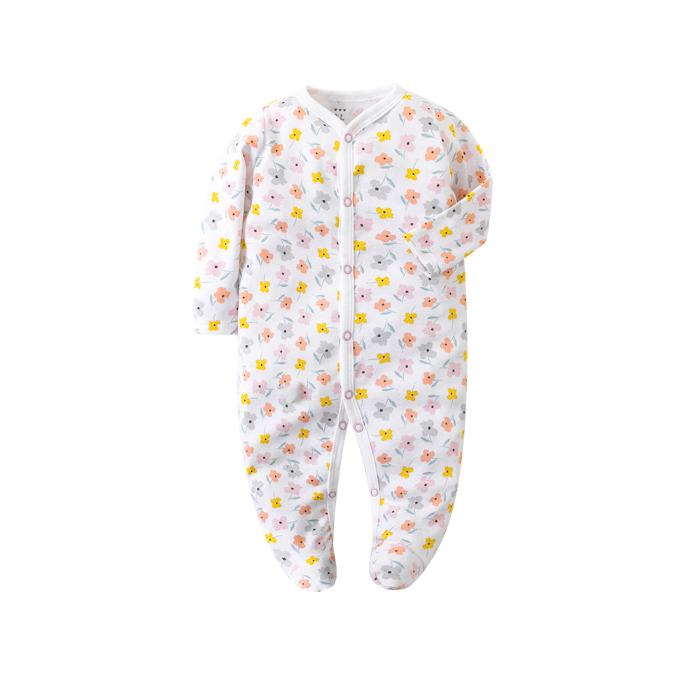 Factory Wholesale Baby Jumpsuit Foot-Wrapped Romper Newborn Baby Jumpsuit Bottom-Covering Rompers Autumn and Winter Pajamas Baby Clothes