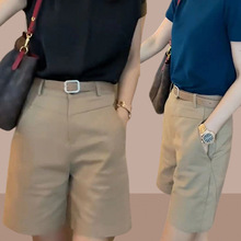 五分裤短裤女士2024夏季新款高腰宽松直筒休闲薄款显瘦中裤西装裤