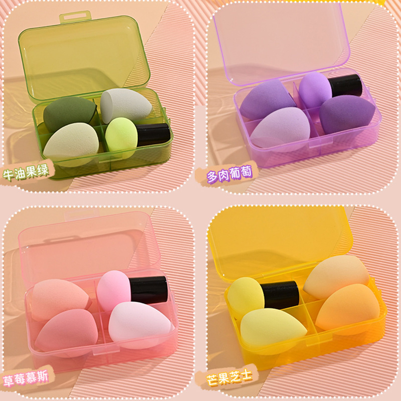 Mushroom-Shaped Haircut Puff with Cosmetic Egg Water Drop Gourd Beauty Blender Set Oblique Cut Puff