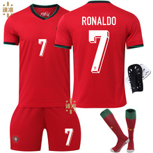 2024欧洲杯葡萄牙足球服套装7号C罗球衣8号B费球衣儿童正确版套装