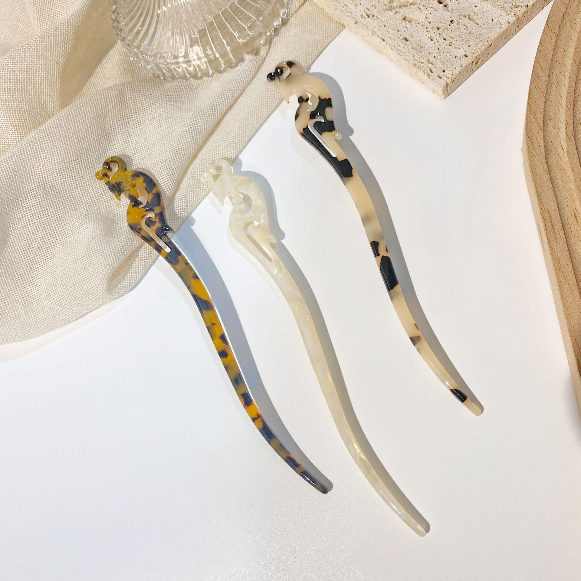 创意中式古风水墨玳瑁盘发簪子文艺汉服鸳鸯发簪醋酸发钗百搭素簪